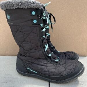 Columbia Omni Grip 200 Grams Waterproof Winter Snow Boots Black Blue Size 5